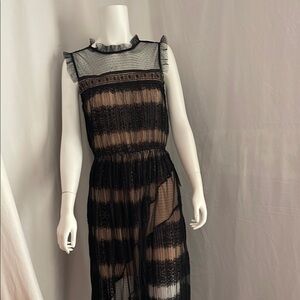 Nordstrom Black Babydoll Maxi Dress Mock Neck/from Nordstrom /